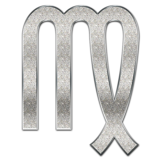 a silver zodiac sign on a black background, by Milton Menasco, pixabay, black gotic letter m, brilliant glittering hair, glass and metal : : peugot onyx, ankh symbol