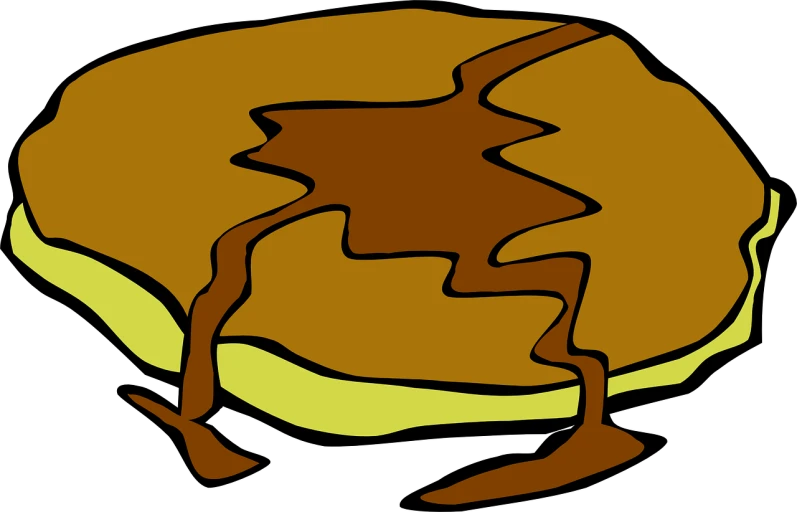 a pancake with a fork sticking out of it, inspired by Nyuju Stumpy Brown, pixabay, graffiti, !!! very coherent!!! vector art, brown and gold, full of greenish liquid, abstract claymation