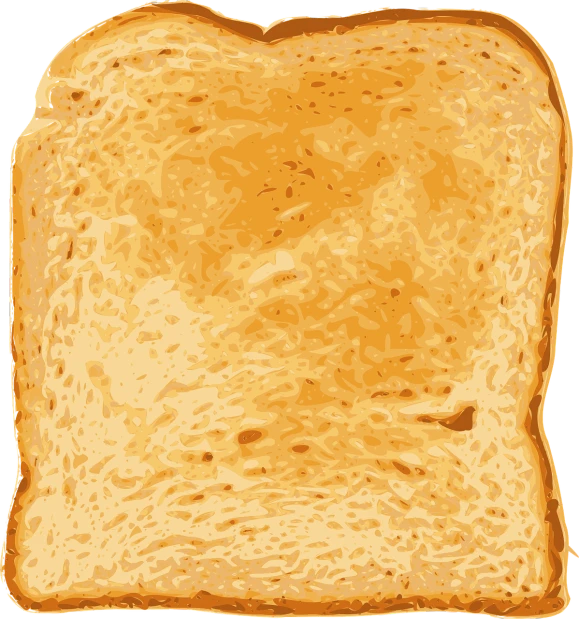 a piece of bread sitting on top of a table, an illustration of, by Andrew Domachowski, pixabay, minimalism, toast, ultra detailed color art, on a flat color black background, baked bean skin texture
