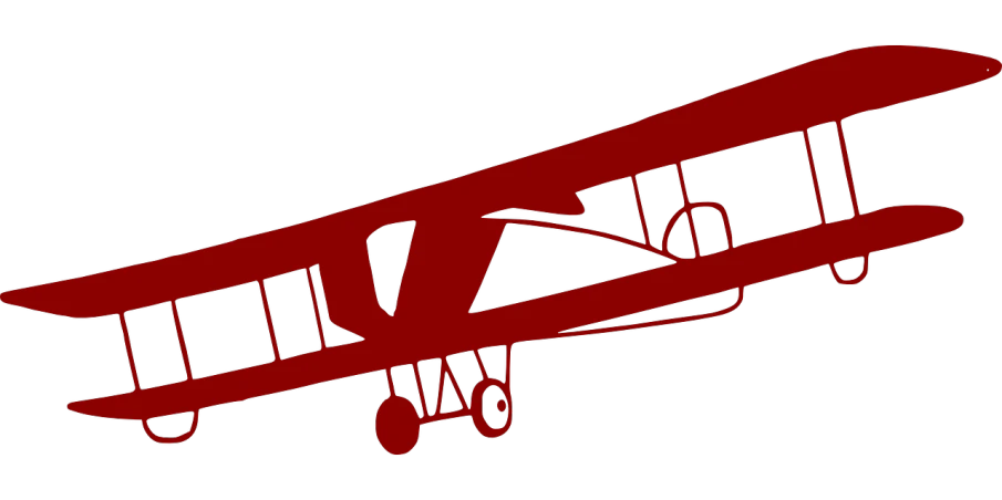 a red airplane that is flying in the sky, inspired by Jürg Kreienbühl, art nouveau, logo without text, red on black, awful, banner