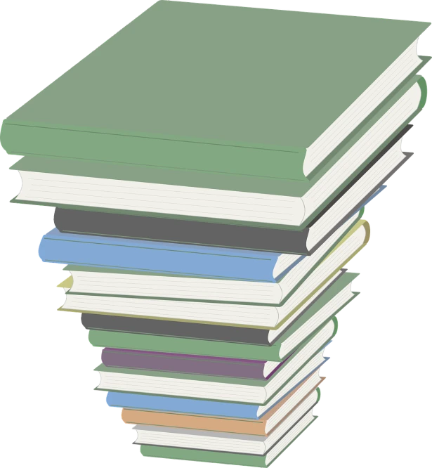 a stack of books sitting on top of each other, an illustration of, conceptual art, 3/4 view from below, wikihow illustration