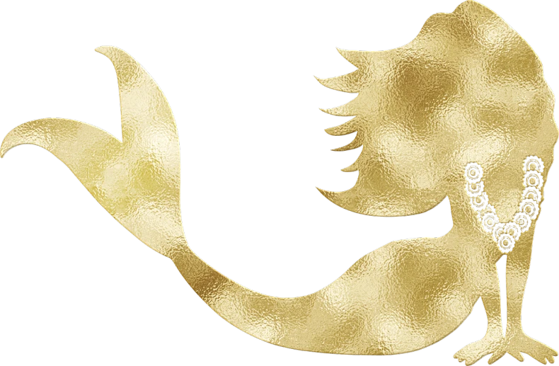 a gold mermaid tail on a black background, inspired by Masamitsu Ōta, pixabay, banner, cat seahorse fursona, dove, loosely cropped