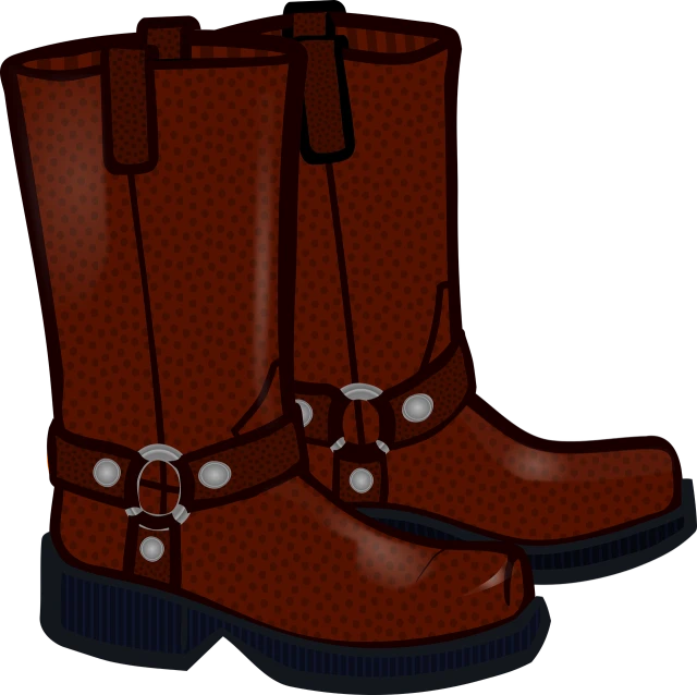 a pair of brown boots with buckles on them, a digital rendering, pixabay, sōsaku hanga, !!! very coherent!!! vector art, biker, reds, beans