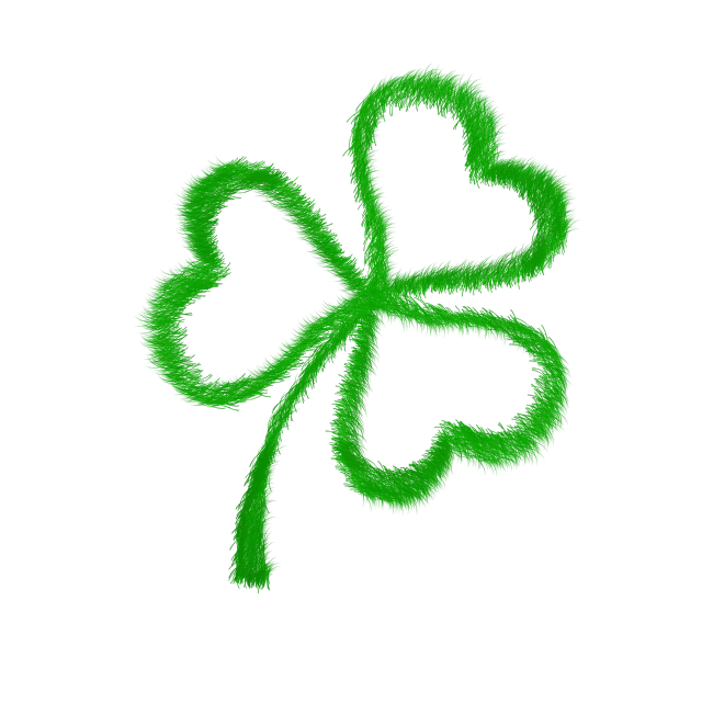 a four leaf clover on a black background, a digital rendering, deviantart, hurufiyya, shaggy, ( ( dithered ) ), it\'s name is greeny, doodle