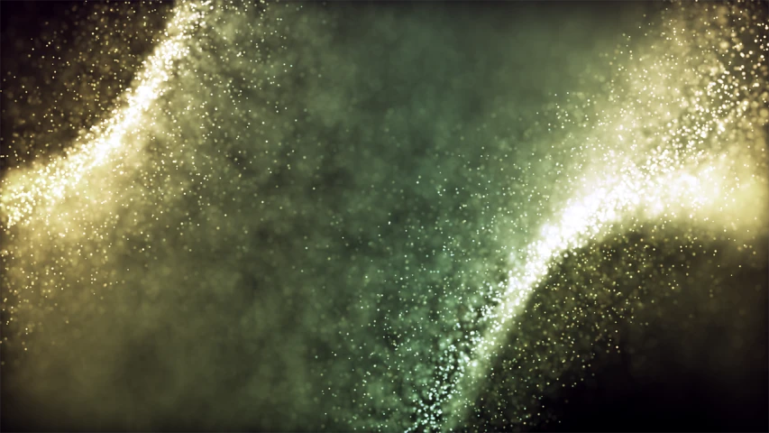 a fire hydrant spewing water into the air, a microscopic photo, digital art, green light dust, film texture, glitter background, sand particles