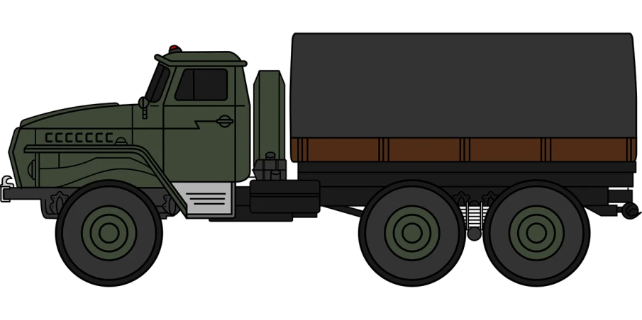 a green and brown truck on a black background, by Attila Meszlenyi, deviantart, digital art, black backround. inkscape, soldier, from a movie scene, seventies