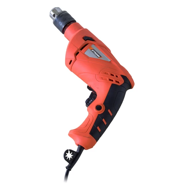 a close up of a drill on a white background, inspired by Jan Karpíšek, orange: 0.5, with electric arc device, it has a red and black paint, islamic