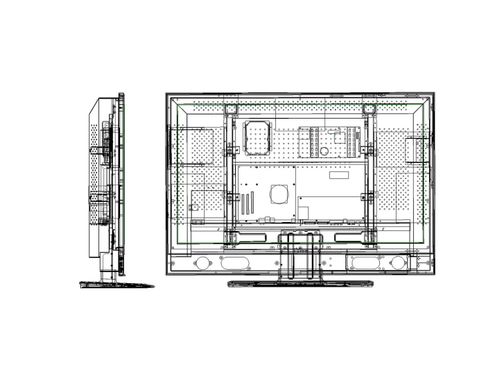 a black and white drawing of a bathroom, a wireframe diagram, serial art, tv frame, front side view full sheet, 2 d autocad, electrical case display