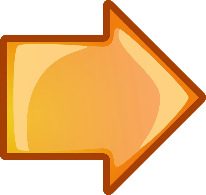 an orange arrow pointing to the right, by Tom Carapic, pixabay, conceptual art, game icon asset, no gradients, yellow lighting from right, view from bottom to top