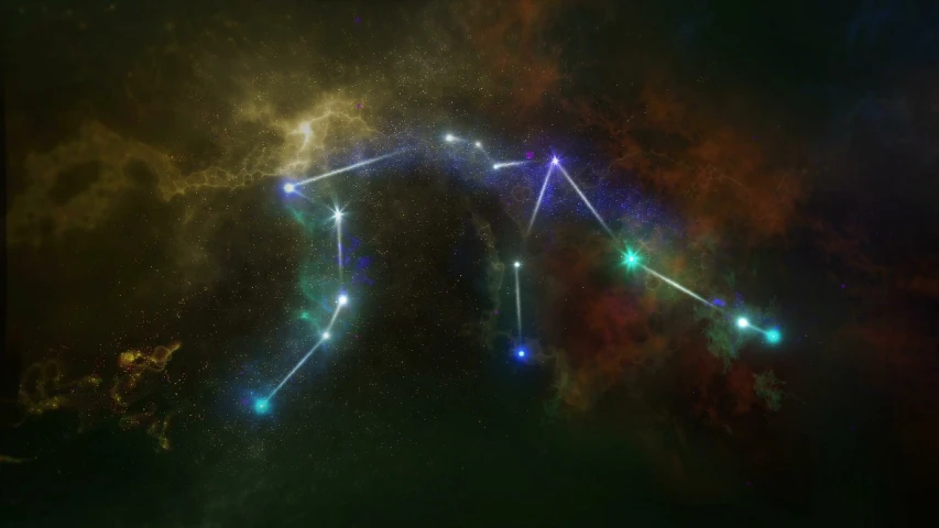 an image of a constellation in the sky, concept art, space art, rendered in maya and houdini, glowing draconic staff, trending on mentalray, high definition screenshot