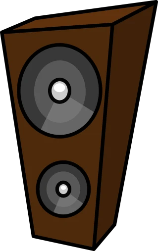 a pair of speakers sitting on top of each other, an illustration of, inspired by Wes Wilson, pixabay, black and brown colors, !!! very coherent!!! vector art, neck zoomed in, theatre equipment