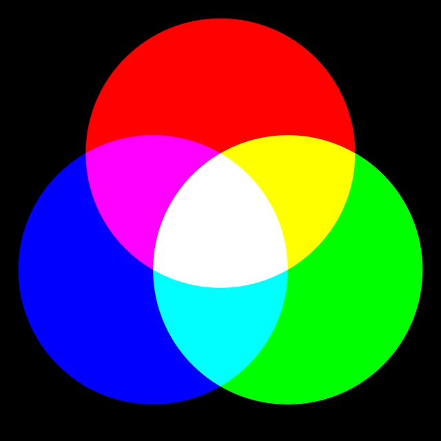 a multicolored circle on a black background, a digital rendering, by Andrei Kolkoutine, flickr, color field, three point lighting, palette of primaries, rgb led, 3 colors