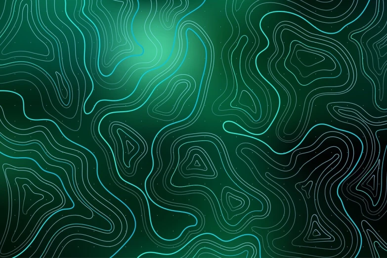 a close up of a green and black background, shutterstock, digital art, crisp contour - lines, isometric map, neon-noir background, high detailed illustration