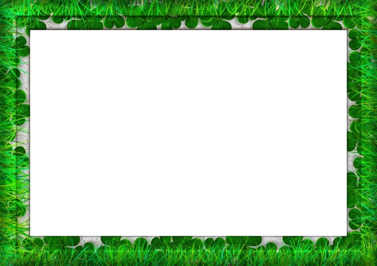 a picture frame made out of green grass, inspired by Luigi Kasimir, deviantart, graffiti, clematis theme banner, vhs static overlay, background full of lucky clovers, website banner