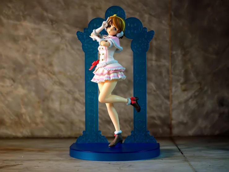 a close up of a figurine of a woman in a dress, a statue, inspired by Fujiwara Takanobu, full body zenkai! asuka suit, sougo okita, happy!!!, magical girl anime mahou shojo