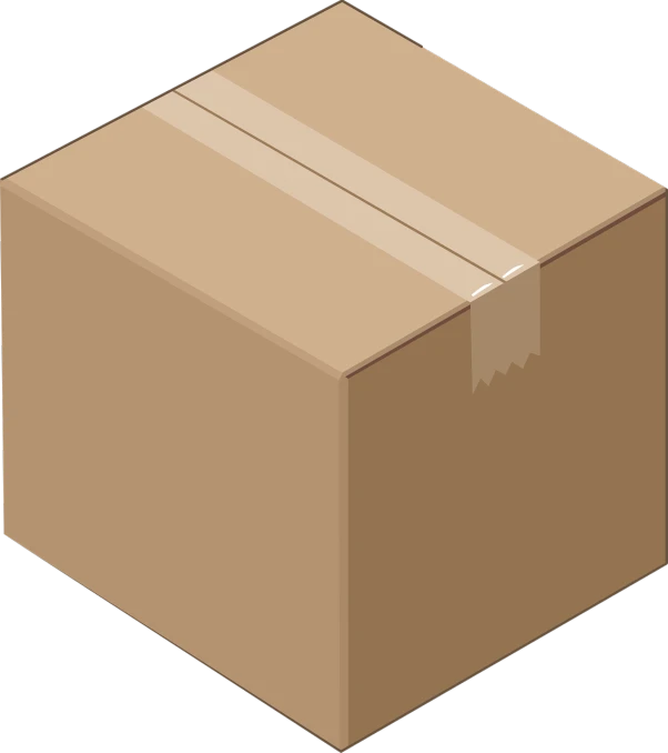 a cardboard box on a black background, by Joseph Raphael, deviantart, minimalism, no gradients, clip art, cream, used tape