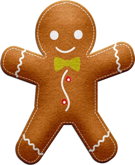 a close up of a ginger man on a black background, a digital rendering, by David Garner, pexels, naive art, candy decorations, plushie, bread, ribbon