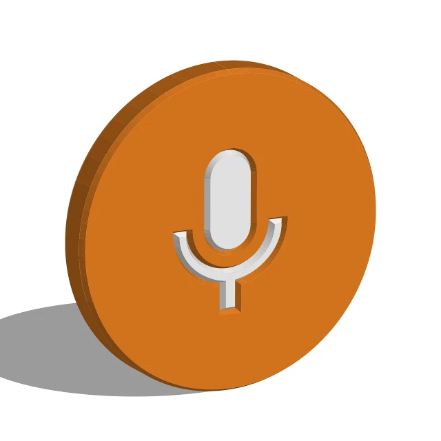 a microphone icon with a shadow on a white background, conceptual art, orange subsurface scattering, wikihow illustration, circular, isometric top down left view