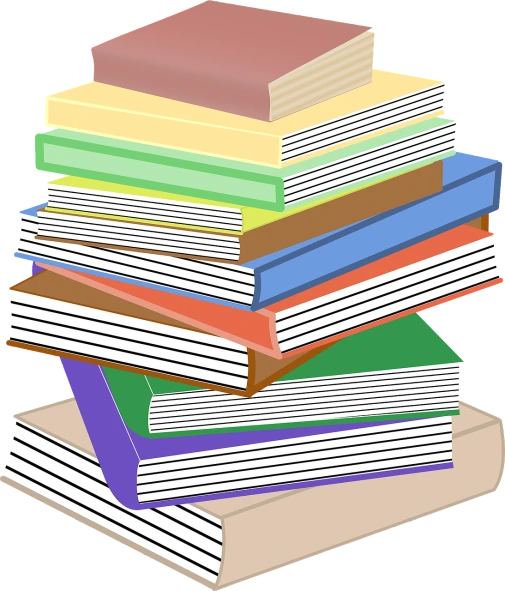 a stack of books sitting on top of each other, a sketch, pixabay, cutout, colored illustration, left profile, high detail illustration