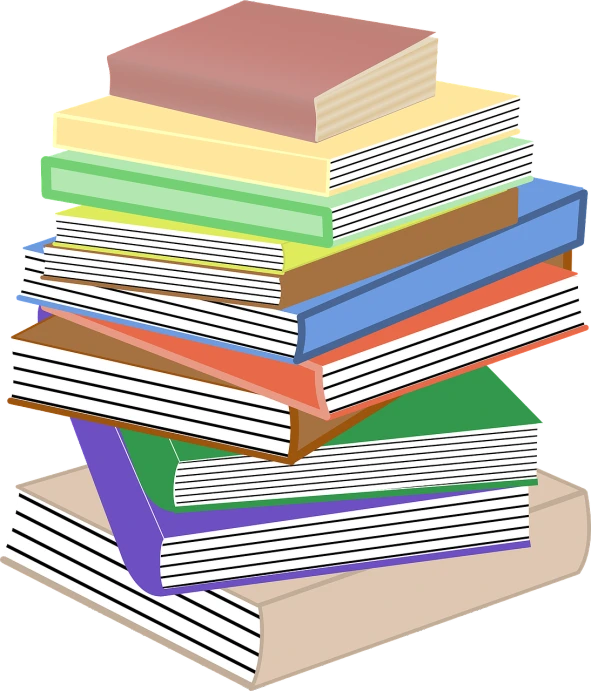 a stack of books sitting on top of each other, a sketch, pixabay, cutout, colored illustration, left profile, high detail illustration