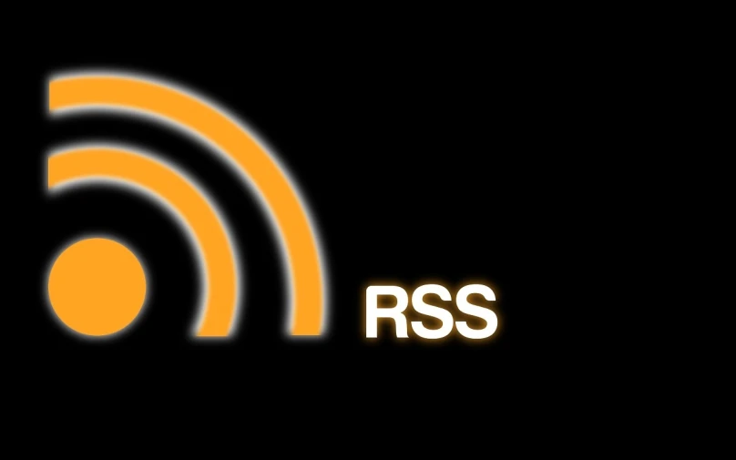 the rss logo on a black background, a screenshot, by Tom Scott RSA, radio signals, intense look, without duplication content, intense sunlight