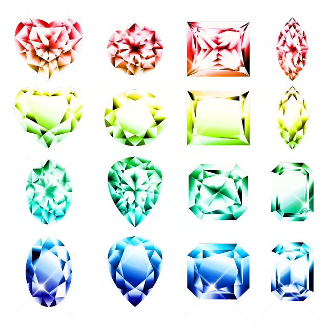 a bunch of different colored diamonds on a black background, vector art, deviantart, rapper bling jewelry, けもの, grid of styles, set 1 8 6 0