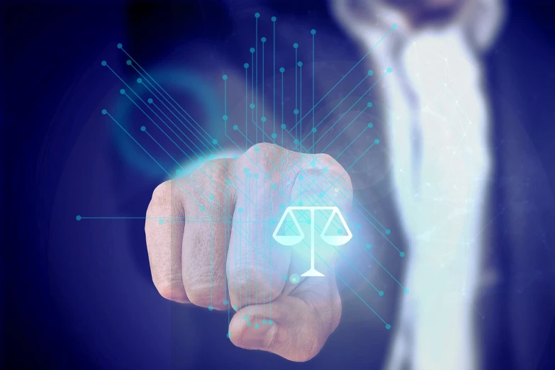 a close up of a person pointing a finger at a symbol, a digital rendering, law - alligned, a person standing in front of a, technological, justice