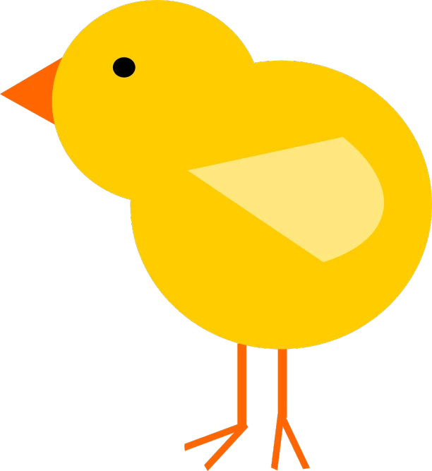 a yellow bird on a black background, an illustration of, inspired by Nicolas Poussin, pixabay, mingei, anthropomorphized chicken, cute colorful adorable, attached tail, loosely cropped