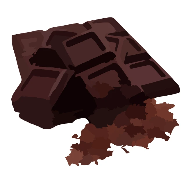 a piece of chocolate sitting on top of a pile of dirt, an illustration of, by Kinichiro Ishikawa, sharp high detail illustration, damage, full color illustration, almost black