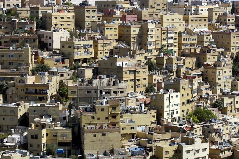 a city filled with lots of tall buildings, dau-al-set, jordan, modular, terraced, overcrowded