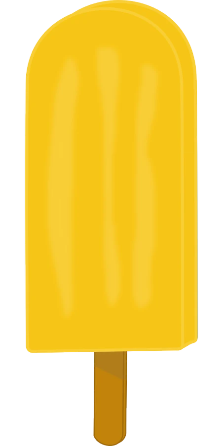 a yellow ice cream bar on a stick, an illustration of, inspired by Anato Finnstark, reddit, large vertical blank spaces, lacquered glass, medal, imvu