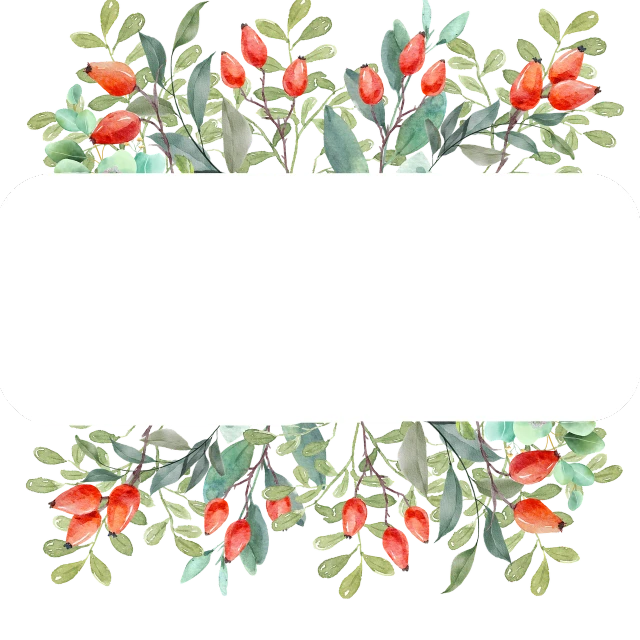 a frame with flowers and leaves on a black background, a digital rendering, pomegranate, background is white and blank, full width, manuka