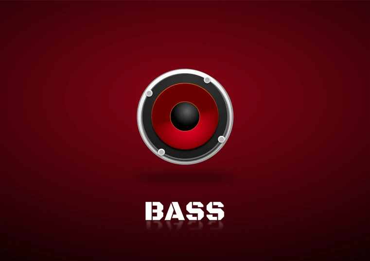 a red speaker with the word bass on it, inspired by Bascove, tumblr, game icon asset, wallpaper”, glossy, 2011
