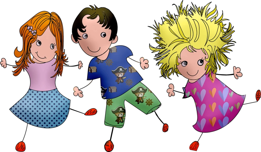 a group of children standing next to each other, a cartoon, by Alice Prin, digital art, in a halloween style, bottom angle, with a black background, 3 are summer and 3 are autumn)