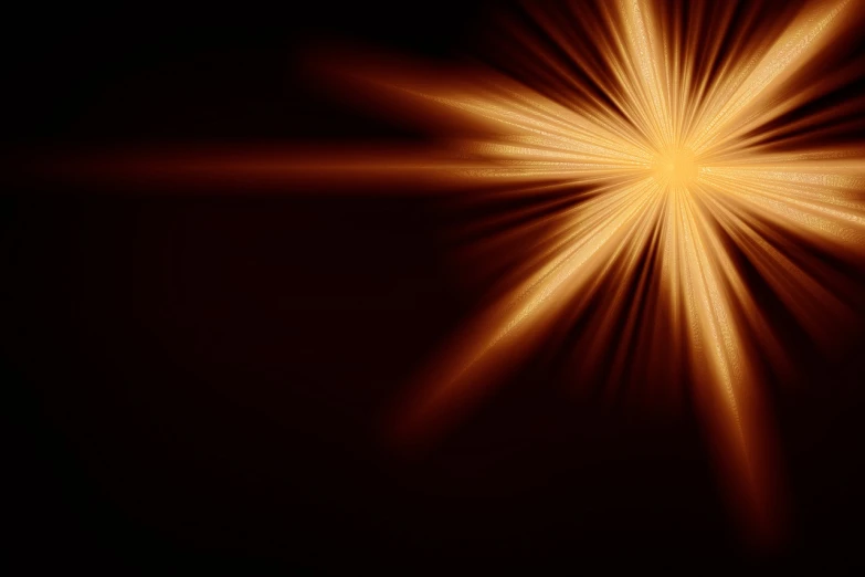 a close up of a star on a black background, digital art, light and space, rays of golden red sunlight, brown atmospheric lighting, bursting with holy light, flash photo