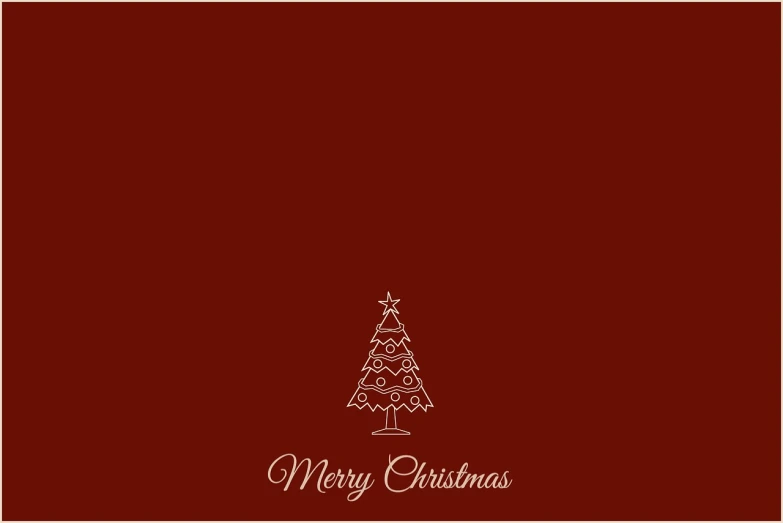 a red christmas card with a christmas tree, tumblr, fine art, white outline border, sepia colors, solid background, card back template