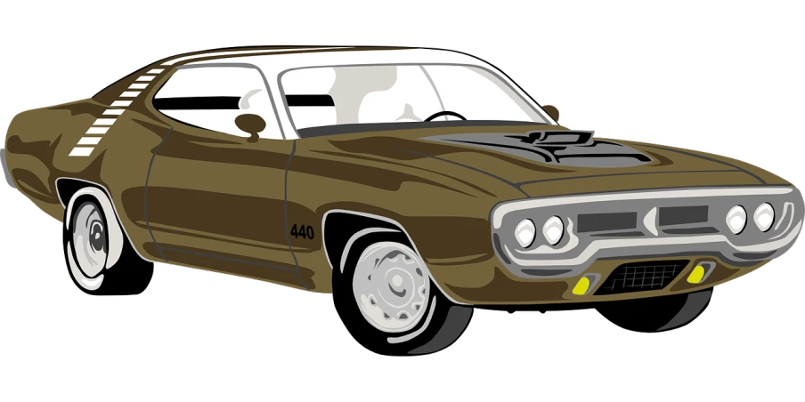 a brown muscle car on a black background, vector art, by Warren Mahy, trending on pixabay, auto-destructive art, with a roof rack, from the 7 0 s, militaristic, f 4. 0