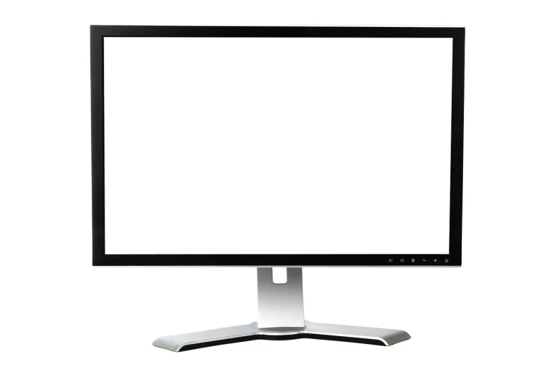 a computer monitor sitting on top of a desk, by Joseph Raphael, isolated on whites, tall thin frame, istockphoto, cyborg frame concept