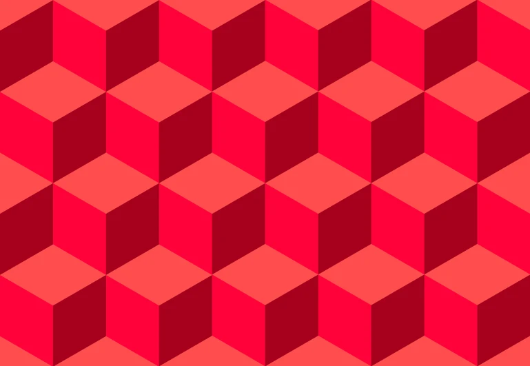 a pattern of red cubes on a red background, shutterstock, op art, flat colour, six sided, box, wine