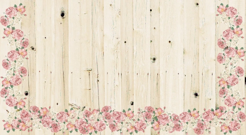 a close up of a piece of wood with flowers on it, a picture, by Lena Alexander, trending on pixabay, art deco, light pink background, white plank siding, intricate border, 64x64