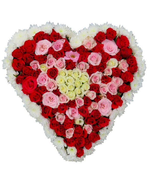 a heart shaped arrangement of roses on a black background, a mosaic, hurufiyya, full body view, - h 1 0 2 4, hundreds of them, full product shot