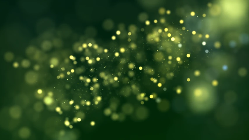a bunch of lights that are in the air, digital art, shutterstock, green sparkles, background image, yellow volumetric fog, very shallow depth of field
