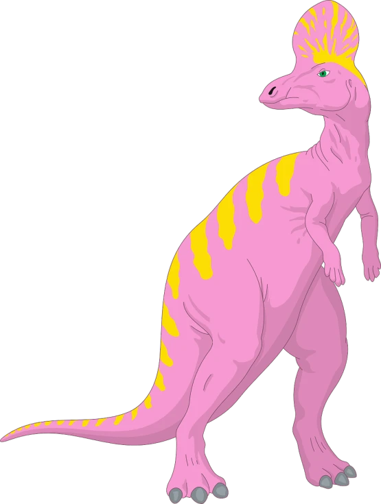 a pink and yellow dinosaur standing on its hind legs, inspired by Abidin Dino, deviantart contest winner, rasquache, intense albino, !!! very coherent!!! vector art, as atlantean reptilian warriors, dayglo pink