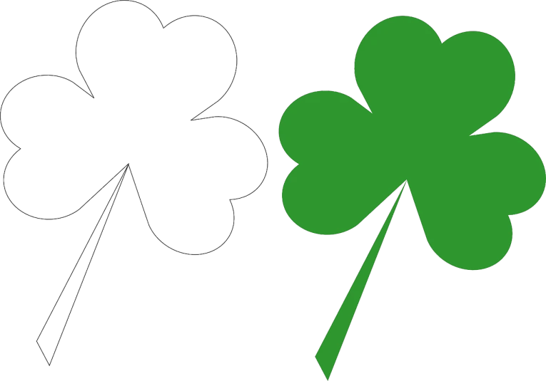 a four leaf clover next to a four leaf clover, outlined silhouettes, zabrocki, palm, wikimedia