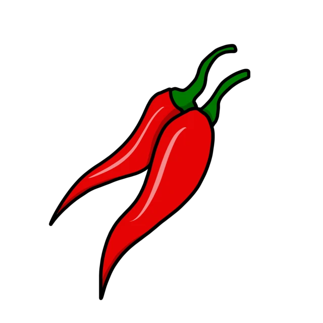 two red chili peppers on a black background, vector art, vectorized logo style, fan art, wide shot photo