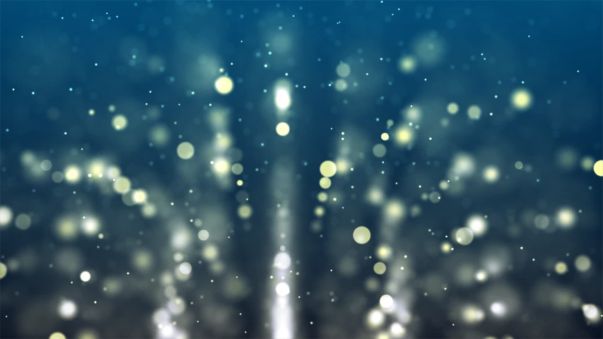 a bunch of lights that are in the air, a picture, shutterstock, light and space, blurry and dreamy illustration, snowfall at night, blue and yellow glowing lights, bokeh photo