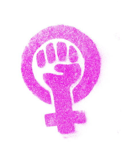 a pink female symbol on a black background, a photo, feminist art, low quality grainy, fisting, 1 9 7 5 photo