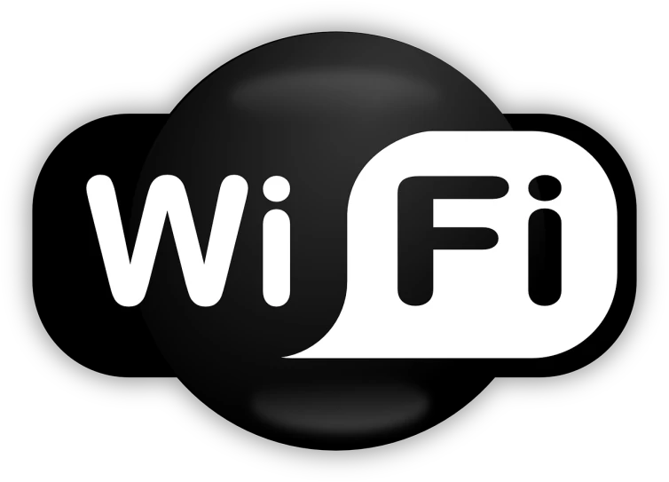 a black and white logo with the word wifi, a cartoon, by Mirko Rački, pixabay, hi tech, rounded logo, actual photo, milf