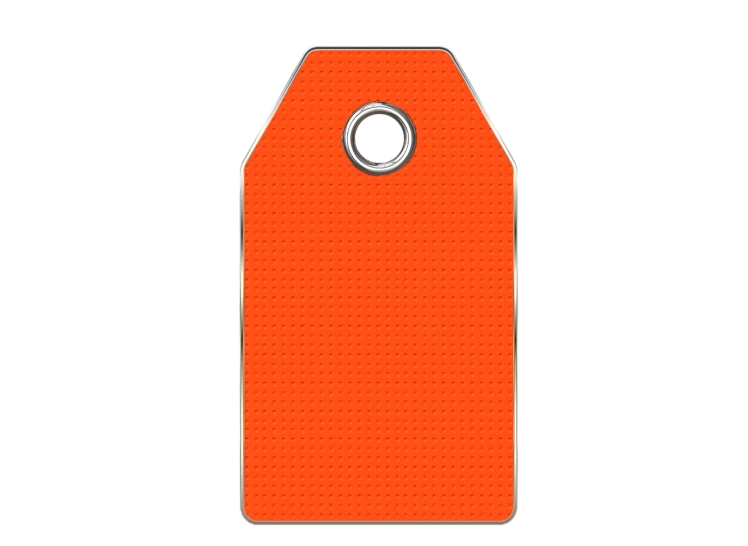 an orange luggage tag on a black background, a digital rendering, trending on pixabay, armor plate, photo taken at night, 1 4 mm, red only