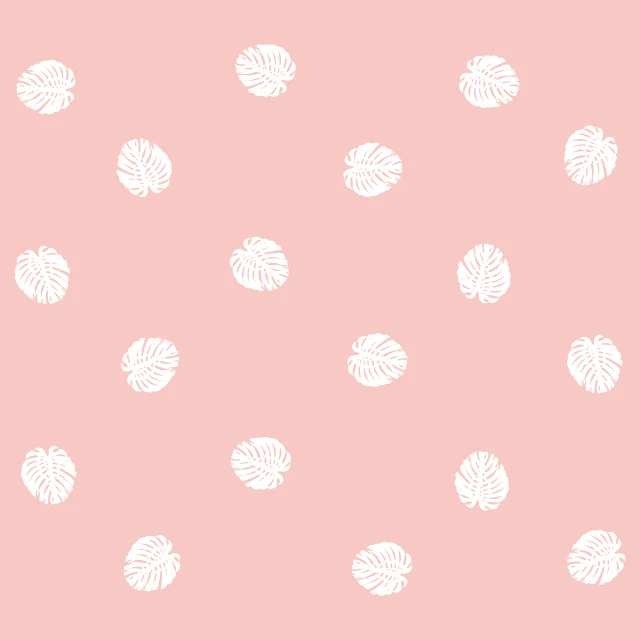 a pattern of white leaves on a pink background, by Lucette Barker, monstera, spot illustration, polka dot, 4k high res